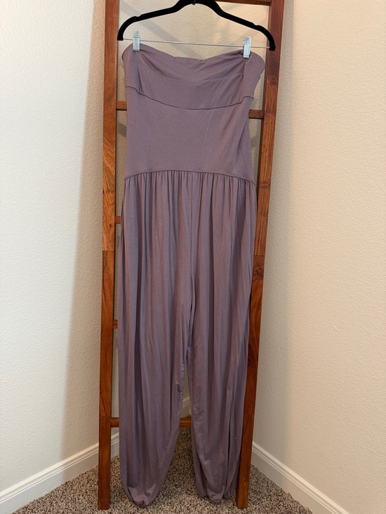 Free People Pants - Free People Beach Mora One-Piece Strapless Purple Taupe Wide-Leg Jumpsuit LG NWT